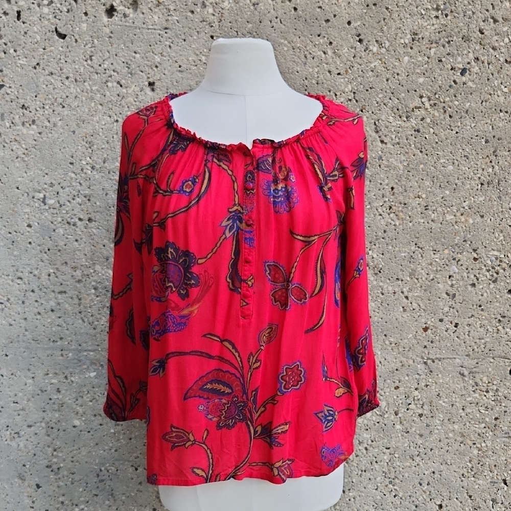 Lucky Brand Floral Red Top